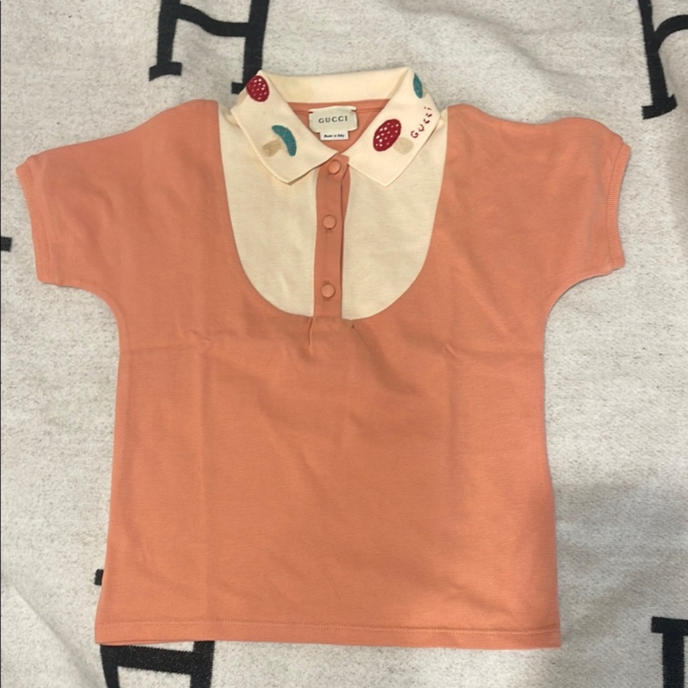 Gucci Orange Polo Shirt with Cream Collar